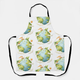 Wasserfarben Erde - Cartoon Erde mit Naturelemente Schürze