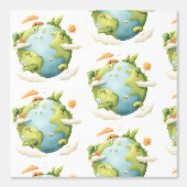 Wasserfarben Erde - Cartoon Erde mit Naturelemente Tapete (Vorderseite)
