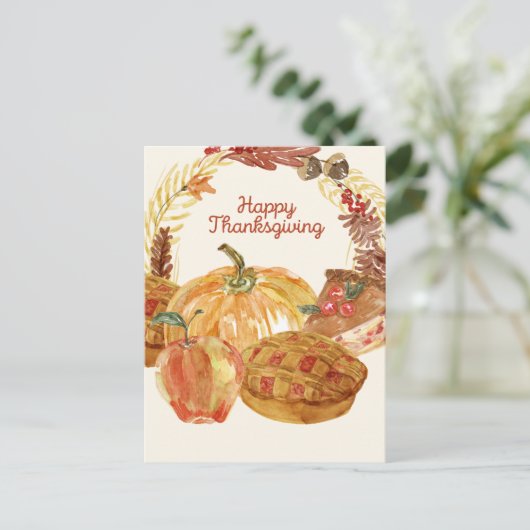 Wasserfarben-Erntedank Postkarte (Stehend Vorderseite)