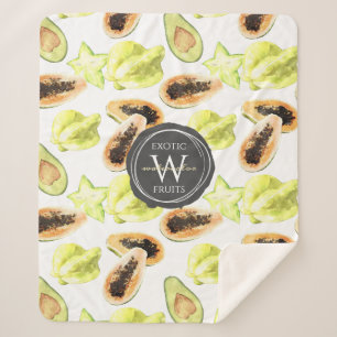 Wasserfarben Essbare exotische Früchte Monogramm Sherpadecke