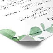 Wasserfarben-Eukalyptus. alkoholische Getränke Hoc Poster (Ecke)