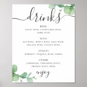 Wasserfarben-Eukalyptus. alkoholische Getränke Hoc Poster (Vorne)