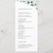 Wasserfarben-Eukalyptus-Blätter-Hochzeit Programm (Rückseite)