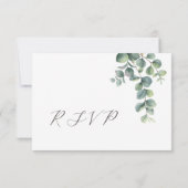 Wasserfarben-Eukalyptus-Blätter-Hochzeit RSVP Karte (Rückseite)
