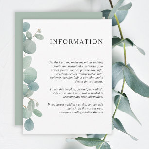 Wasserfarben-Eukalyptus-Grünzeug-Hochzeitsdetails Einladung