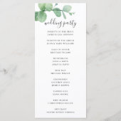 Wasserfarben-Eukalyptus. Hochzeit mit eleganten Sc Programm (Rückseite)