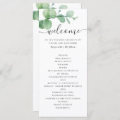 Wasserfarben-Eukalyptus. Hochzeit mit eleganten Sc Programm (Vorne/Hinten)