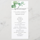 Wasserfarben-Eukalyptus. Hochzeit mit eleganten Sc Programm (Vorderseite)