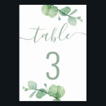 Wasserfarben-Eukalyptus. Hochzeit mit eleganten Sc Tischnummer<br><div class="desc">Watercolor eucalyptus Skript Hochzeit Tischnummer. Geeignet zum Geburtstag,  Jubiläum und jedes andere Party. Bitte kontaktieren Sie mich,  wenn Sie weitere Informationen benötigen.</div>