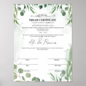 Wasserfarben-Eukalyptus-Nikah-Urkunde Poster (Vorne)