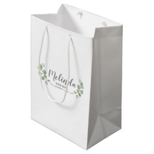 Wasserfarben-Eukalyptus-Personalisierter Brautjung Mittlere Geschenktüte