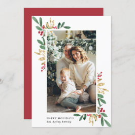 Wasserfarben-Evergreens, Grün und Gold, Grosses Fo Feiertagskarte