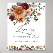Wasserfarben Fall Blütenflora Liebe ist Sweet Nehm Poster (Vorne)