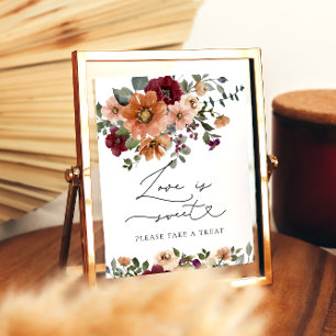 Wasserfarben Fall Blütenflora Liebe ist Sweet Nehm Poster