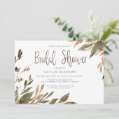 Wasserfarben Fall Grüne Bridal Dusche Einladung (Stehend Vorderseite)