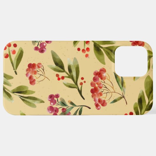 Wasserfarben Fall Natur Cranberry Muster iPhone Hülle (Hinten horizontal)