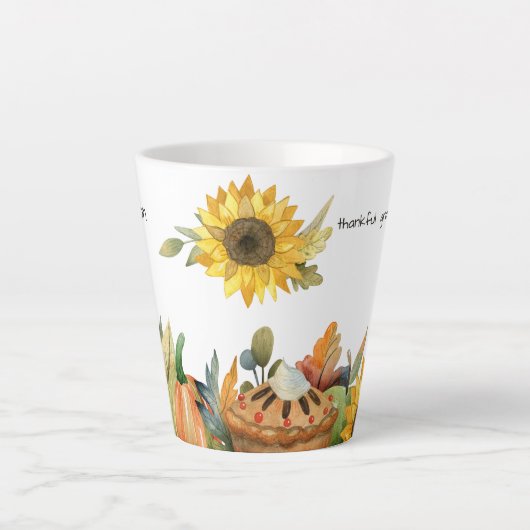 Wasserfarben Fall Sonnenblumen Pumpkin Pie Persona Milchtasse (Vorderseite)