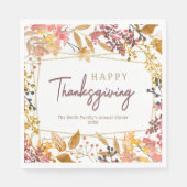 Wasserfarben fallen floral glücklich dankend Name Serviette (Vorderseite)