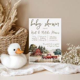 Wasserfarben-Farm, LKW, Landschaft-Baby-Party Einladung