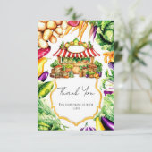 Wasserfarben-Farmer-Markt Baby-Dusche Dankeskarte (Stehend Vorderseite)