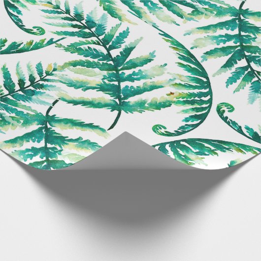 Wasserfarben Farne botanisches Muster Geschenkpapier (Ecke)