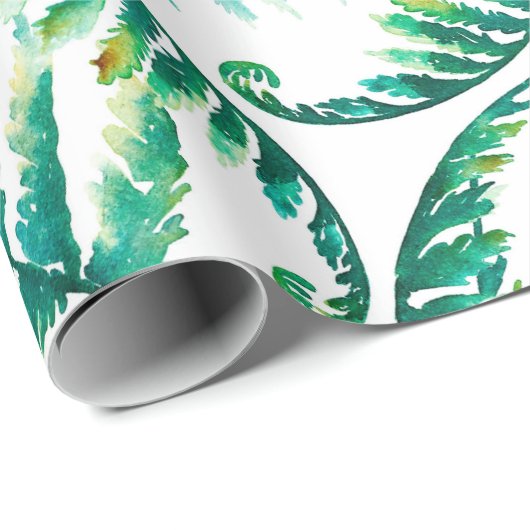 Wasserfarben Farne botanisches Muster Geschenkpapier (Rolleneckpunkt)
