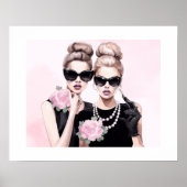 Wasserfarben Fashionistas Schwarz und Rosa Elegant Poster (Vorne)