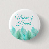 Wasserfarben Feathers Matron of Honour Button (Vorderseite)