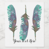 Wasserfarben-Federn Personalisiertes Weinflaschen- Weinetikett (Einzelnes Label)