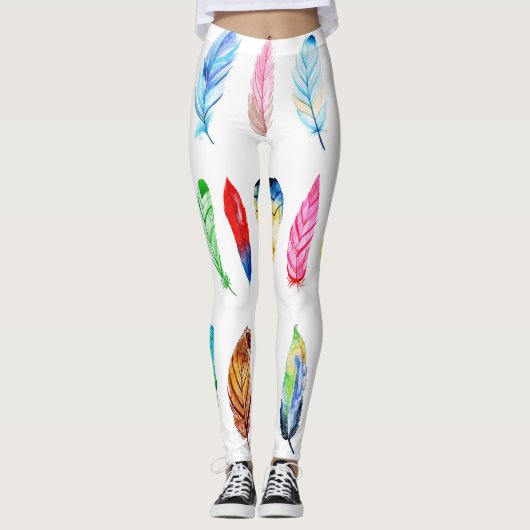 Wasserfarben Federn: Schöne Sammlung Vintag. Leggings (Vorderseite)