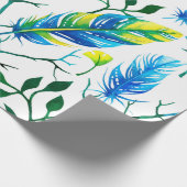 Wasserfarben Federn und Blätter Muster Geschenkpapier (Ecke)