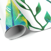 Wasserfarben Federn und Blätter Muster Geschenkpapier (Rolleneckpunkt)