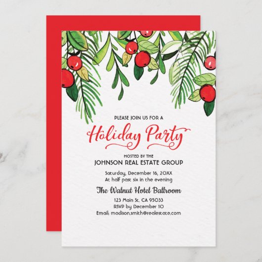 Wasserfarben-Feiertag Einladung (Vorne/Hinten)