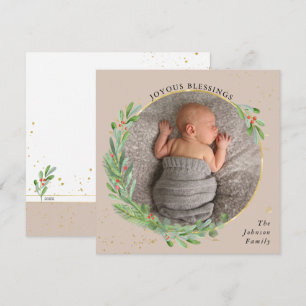 Wasserfarben-Feiertags-Grün Freudevolle Segnungen Feiertagskarte