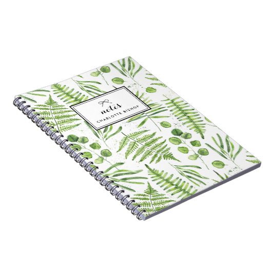 Wasserfarben-Fernen und Eukalyptus-Muster Notizblock (Rechte Seite)