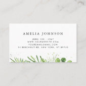 Wasserfarben-Fernen und Eukalyptus-Muster Visitenkarte (Rückseite)