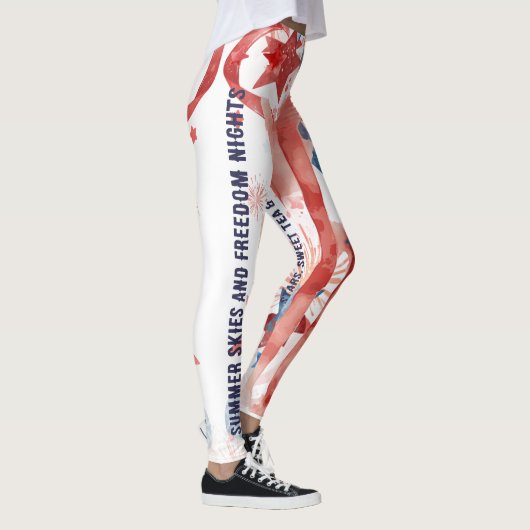Wasserfarben-Feuerwerk 4. Juli Leggings (Rechts)