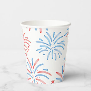 Wasserfarben-Feuerwerk-Vierte-Juli-Party Pappbecher