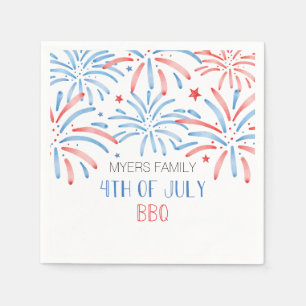 Wasserfarben-Feuerwerk-Vierte-Juli-Party Serviette