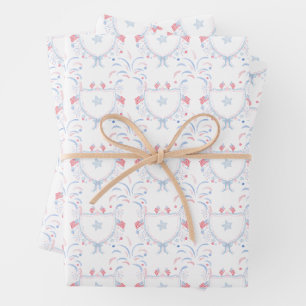 Wasserfarben Feuerwerk zum 4. Juli Geschenkpapier Set