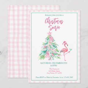 Wasserfarben-Flamingo-Christmas-Soirée-Einladung Einladung