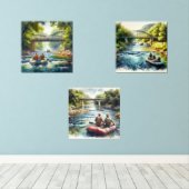 Wasserfarben-Float-Trip / Rafting Print-Set Bilderwand Sets (Holzboden)