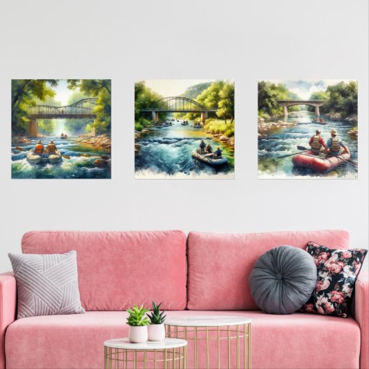 Wasserfarben-Float-Trip / Rafting Print-Set Bilderwand Sets (Wohnzimmer)