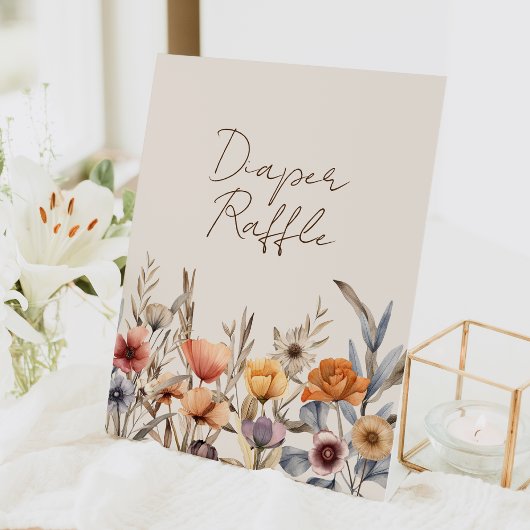 Wasserfarben Floral Beige Babydusche Windelwanne W Sockelschild