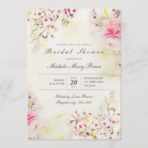Wasserfarben Floral Boho Brautparty Einladung