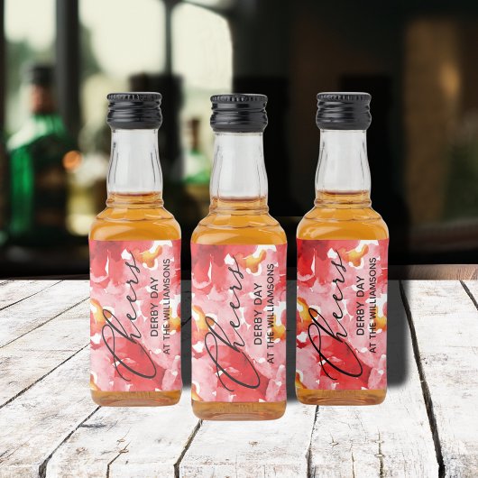 Wasserfarben Floral Derby Day Mini Alkoholflaschenetikett