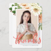 Wasserfarben Floral Erste Kommune Danke Karte (Vorne/Hinten)