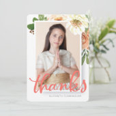 Wasserfarben Floral Erste Kommune Danke Karte (Stehend Vorderseite)