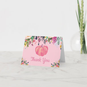 Wasserfarben Floral Fall Pumpkin Danke Karte
