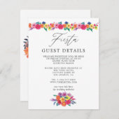 Wasserfarben Floral Fiesta Wedding Guest Details Begleitkarte (Vorne/Hinten)